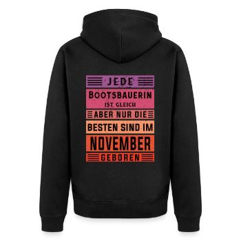 Schiffbauer Geburtstag November geboren - Unisex Premium Bio Zip Hoodie - Schwarz - Hinten - Nico (187cm)