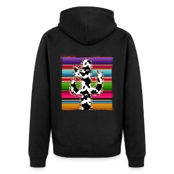 Westliche Kuhkaktus - Unisex Premium Bio Zip Hoodie - Schwarz - Hinten - Nico (187cm)