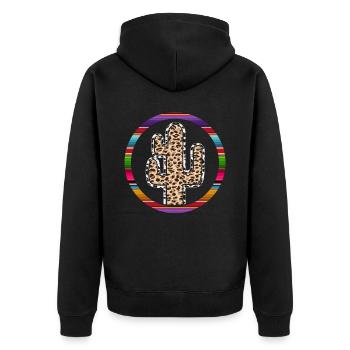 Westliche Kuhkaktus - Unisex Premium Bio Zip Hoodie - Schwarz - Hinten - Nico (187cm)
