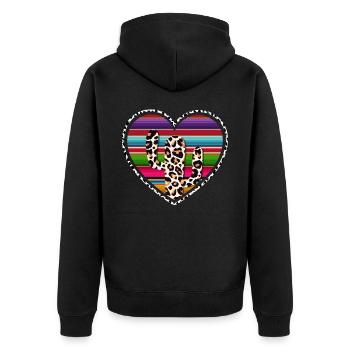 Westliche Kuhkaktus - Unisex Premium Bio Zip Hoodie - Schwarz - Hinten - Nico (187cm)