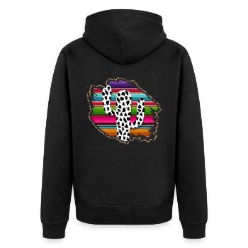Westliche Kuhkaktus - Unisex Premium Bio Zip Hoodie - Schwarz - Hinten - Nico (187cm)