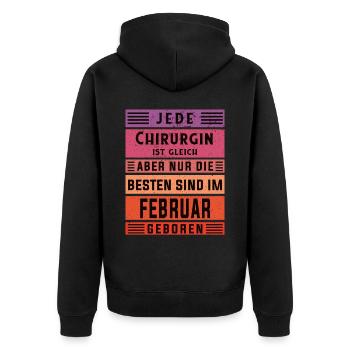 Krankenhaus Arzt Geburtstag Februar geboren - Unisex Premium Bio Zip Hoodie - Schwarz - Hinten - Nico (187cm)