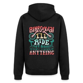 Bikesexual, Bicycle, Cycling - Unisex Premium Organic Zip Hoodie - black - Back - Nico (187cm)