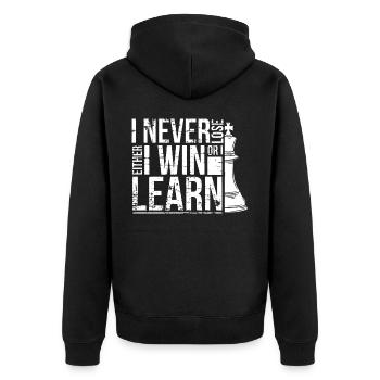 Chess player, I never lose, Chess - Unisex Premium Organic Zip Hoodie - black - Back - Nico (187cm)