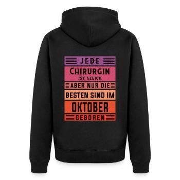 Krankenhaus Arzt Geburtstag Oktober geboren - Unisex Premium Bio Zip Hoodie - Schwarz - Hinten - Nico (187cm)