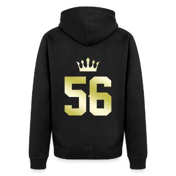 56 Number crown - Unisex Premium Organic Zip Hoodie - black - Back - Nico (187cm)