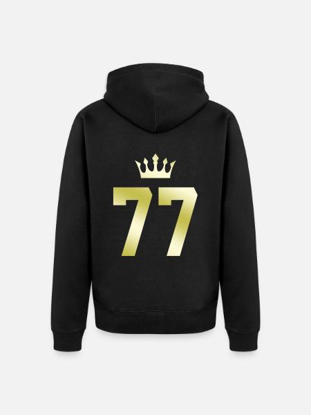 77 Number crown - Unisex Premium Organic Zip Hoodie - black