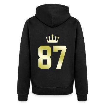 87 Couronne numérique - Veste à capuche bio Premium Unisexe - noir - Dos - Nico (187cm)