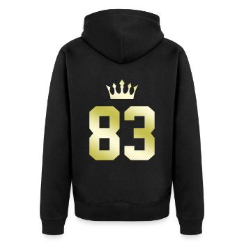 83 Couronne numérique - Veste à capuche bio Premium Unisexe - noir - Dos - Nico (187cm)
