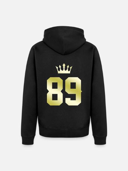 89 Number crown - Unisex Premium Organic Zip Hoodie - black