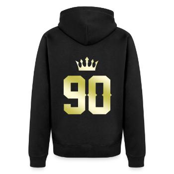 90 Number crown - Unisex Premium Organic Zip Hoodie - black - Back - Nico (187cm)