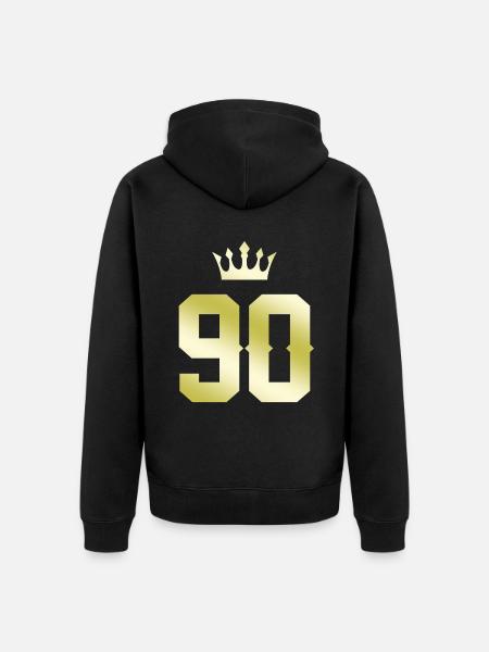 90 Number crown - Unisex Premium Organic Zip Hoodie - black