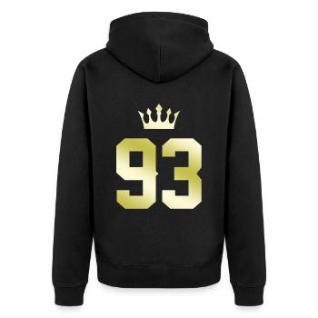 93 Number crown - Unisex Premium Organic Zip Hoodie - black - Back - Nico (187cm)
