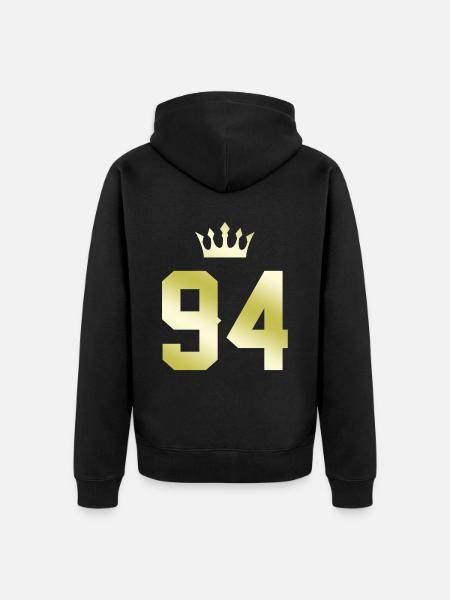 94 Number crown - Unisex Premium Organic Zip Hoodie - black
