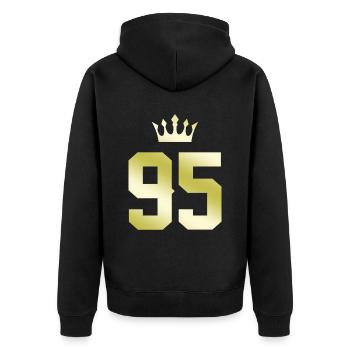95 Couronne numérique - Veste à capuche bio Premium Unisexe - noir - Dos - Nico (187cm)