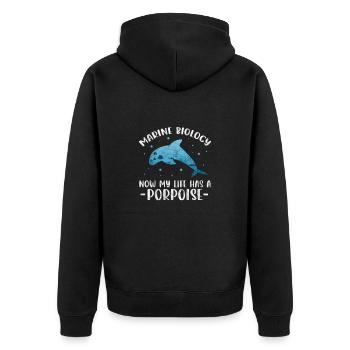Meeresbiologie Meer Meeresbiologe Biolgie Geschenk - Unisex Premium Bio Zip Hoodie - Schwarz - Hinten - Nico (187cm)