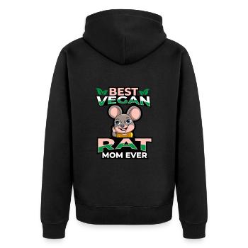 Rat - Unisex Premium Organic Zip Hoodie - black - Back - Nico (187cm)