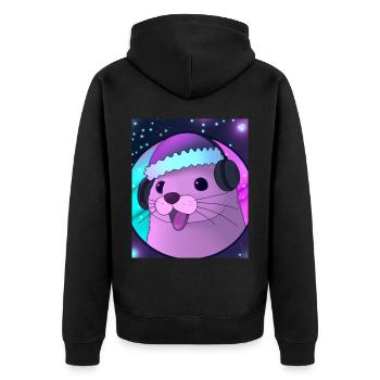 Otter Mit Weihnachtsmütze - Unisex Premium Bio Zip Hoodie - Schwarz - Hinten - Nico (187cm)