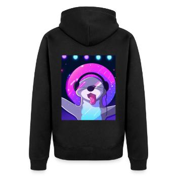 Otter Vaporwave Aesthetic DJ Otter with Headphones - Unisex Premium Organic Zip Hoodie - black - Back - Nico (187cm)
