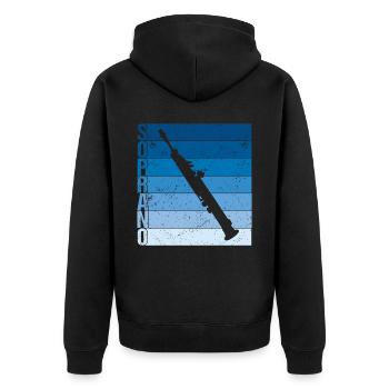 Vintage -Sopran -Saxophon Sax -Musiker - Unisex Premium Bio Zip Hoodie - Schwarz - Hinten - Nico (187cm)