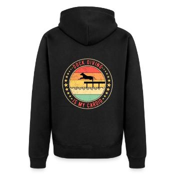 Dock Diving Is My Cardio - Unisex Premium Bio Zip Hoodie - Schwarz - Hinten - Nico (187cm)