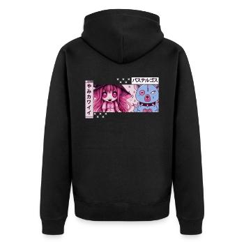 Yami Kawaii Witch Chibi Anime Japanische Ästhetik - Unisex Premium Bio Zip Hoodie - Schwarz - Hinten - Nico (187cm)