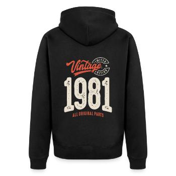 Vintage né en 1981 - 41ème anniversaire Retro - Veste à capuche bio Premium Unisexe - noir - Dos - Nico (187cm)