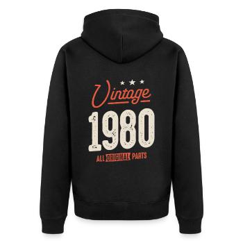 Vintage Born in 1980 - 42nd Birthday Retro - Unisex Premium Organic Zip Hoodie - black - Back - Nico (187cm)