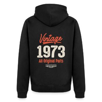 Vintage Born in 1973 - 49th Birthday - Unisex Premium Organic Zip Hoodie - black - Back - Nico (187cm)