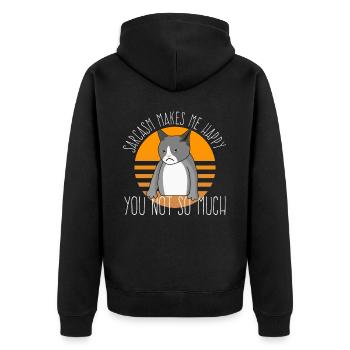 Sarkasmus lustiger Spruch Ironie - Unisex Premium Bio Zip Hoodie - Schwarz - Hinten - Nico (187cm)