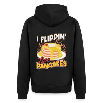 I Flippin Love Pancakes – Pfannkuchenmacher - Unisex Premium Bio Zip Hoodie - Schwarz - Hinten - Nico (187cm)