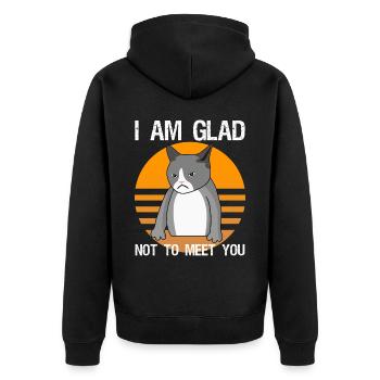 Sarcasm mean cat saying irony - Unisex Premium Organic Zip Hoodie - black - Back - Nico (187cm)