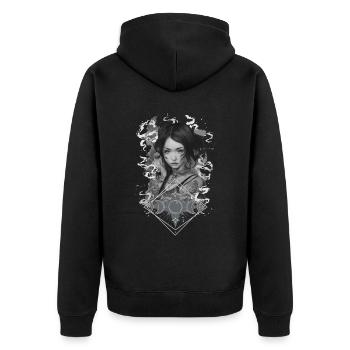 Okkulte Hexenmondphase Gothic Wicca Mondästhetik - Unisex Premium Bio Zip Hoodie - Schwarz - Hinten - Nico (187cm)