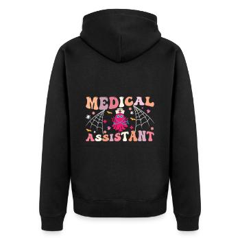 L’assistante médicale Spooky Ghost fait tourner son - Veste à capuche bio Premium Unisexe - noir - Dos - Nico (187cm)