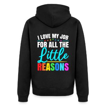 I Love My Job For All The Little Reasons Daycare - Unisex Premium Organic Zip Hoodie - black - Back - Nico (187cm)