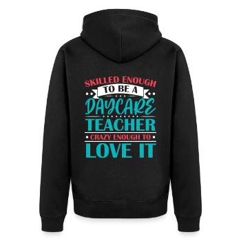 Kindergärtnerin Pädagogin Leiterin - Unisex Premium Bio Zip Hoodie - Schwarz - Hinten - Nico (187cm)