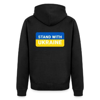 Soutenez l’Ukraine, la paix et non la guerre - Veste à capuche bio Premium Unisexe - noir - Dos - Nico (187cm)
