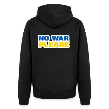 Stand with Ukraine Peace No War - Unisex Premium Bio Zip Hoodie - Schwarz - Hinten - Nico (187cm)