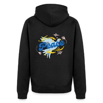 Soutenez l’Ukraine, la paix et non la guerre - Veste à capuche bio Premium Unisexe - noir - Dos - Nico (187cm)