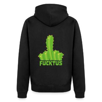 Ironic Succulent Sarcastic Funny Fucktus Cactus - Unisex Premium Bio Zip Hoodie - Schwarz - Hinten - Nico (187cm)