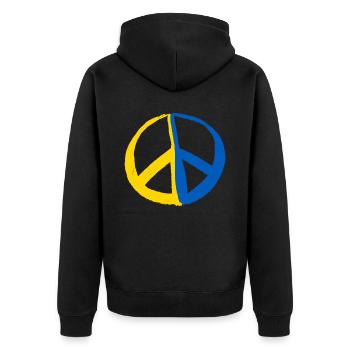 Stand with Ukraine Peace No War - Unisex Premium Organic Zip Hoodie - black - Back - Nico (187cm)