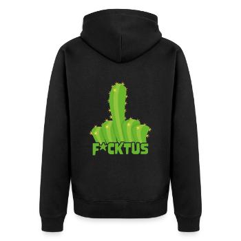 Ironic Succulent Sarcastic Funny Fucktus Cactus - Unisex Premium Bio Zip Hoodie - Schwarz - Hinten - Nico (187cm)