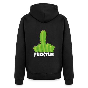 Ironic Succulent Sarcastic Funny Fucktus Cactus - Unisex Premium Bio Zip Hoodie - Schwarz - Hinten - Nico (187cm)
