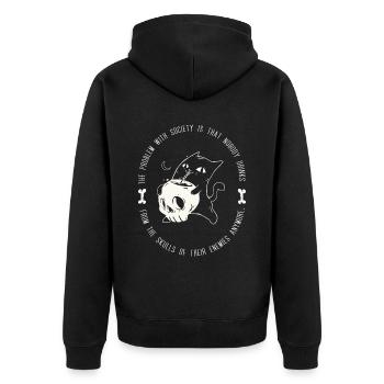 Trink aus dem Schädel deiner Feinde Falsche - Unisex Premium Bio Zip Hoodie - Schwarz - Hinten - Nico (187cm)