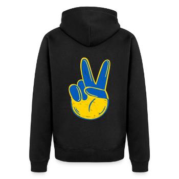 Stand with Ukraine Peace No War - Unisex Premium Organic Zip Hoodie - black - Back - Nico (187cm)
