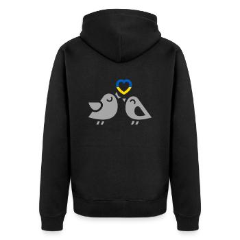 Stand with Ukraine Peace No War - Unisex Premium Organic Zip Hoodie - black - Back - Nico (187cm)