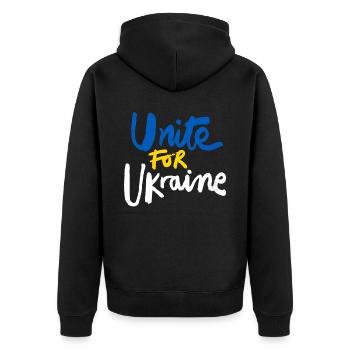 Soutenez l’Ukraine, la paix et non la guerre - Veste à capuche bio Premium Unisexe - noir - Dos - Nico (187cm)