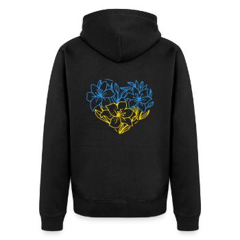 Stand with Ukraine Peace No War - Unisex Premium Organic Zip Hoodie - black - Back - Nico (187cm)