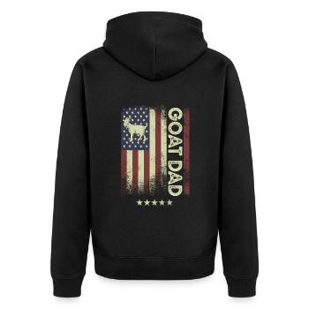 Drapeau américain - Papa de chèvre - Veste à capuche bio Premium Unisexe - noir - Dos - Nico (187cm)