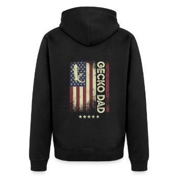 USA-amerikanische Flagge - Gecko-Vati - Unisex Premium Bio Zip Hoodie - Schwarz - Hinten - Nico (187cm)